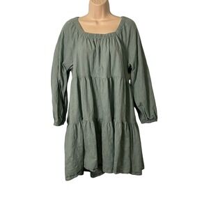 Universal Thread Puffy Long Sleeve Tiered Mini Dress Size XL Green Cottagecore